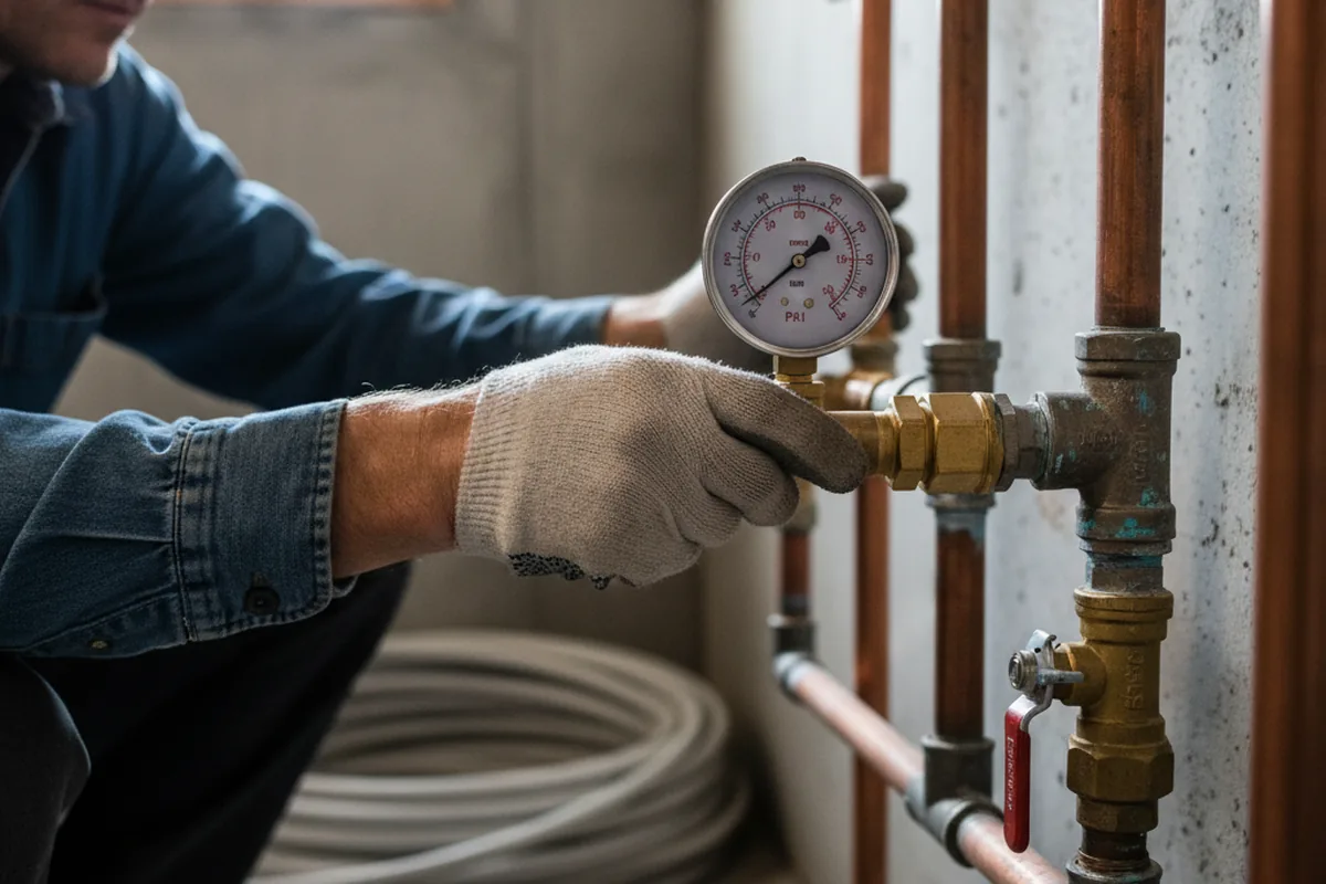 Pressure testing a repaired line during Water Line Repair in Glengary